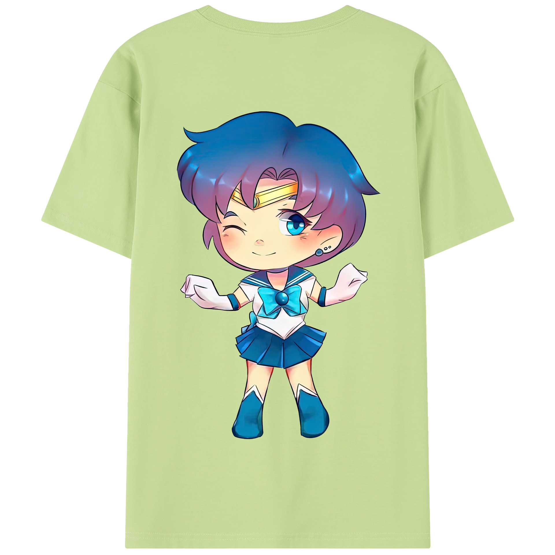 （画像用） 美少女戦士セーラームーン 水野 亜美 みずの あみ Sailor Moon Mizuno Ami 綿100％半袖Tシャツ（背面プリント）